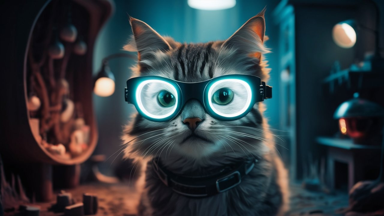Cats wearing Light-up Glasses