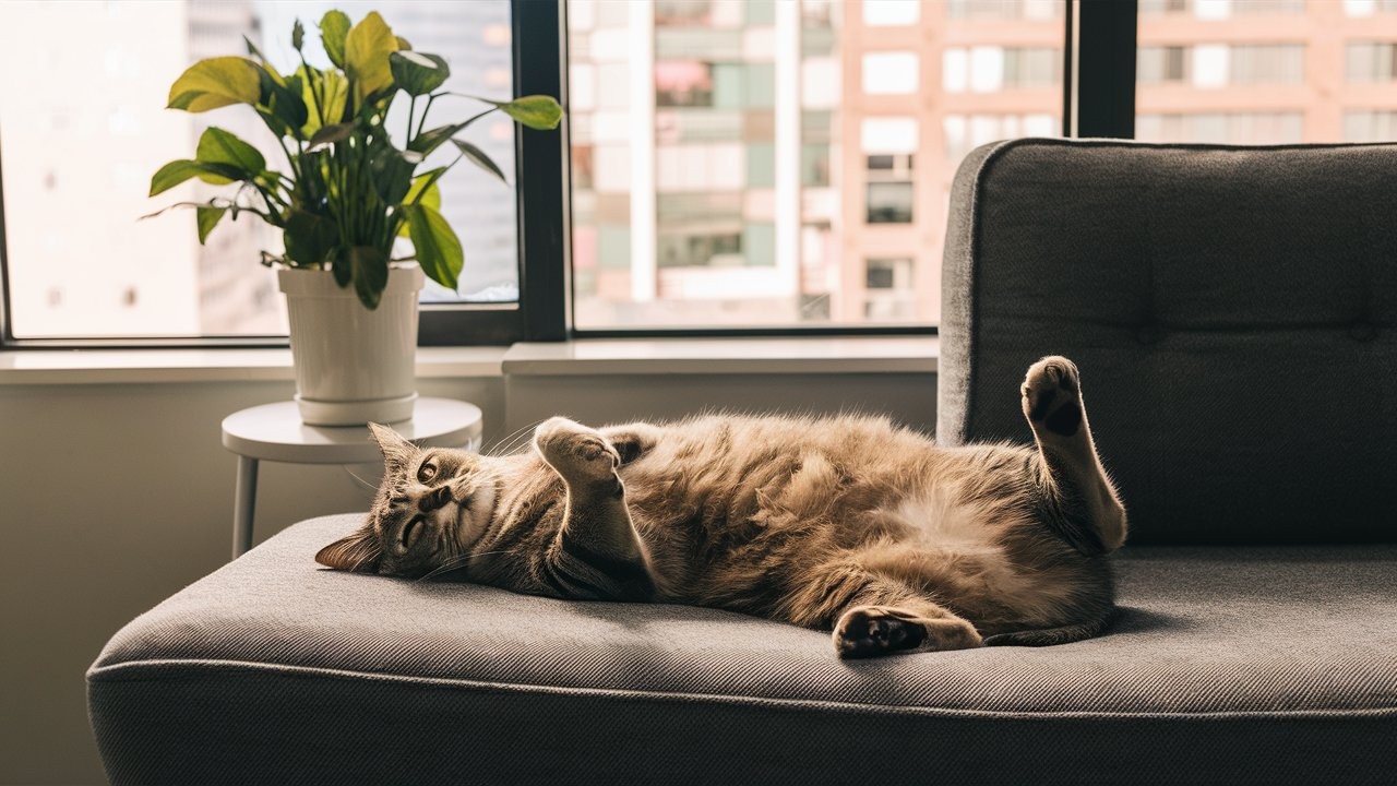Cat on bed, being analyzed