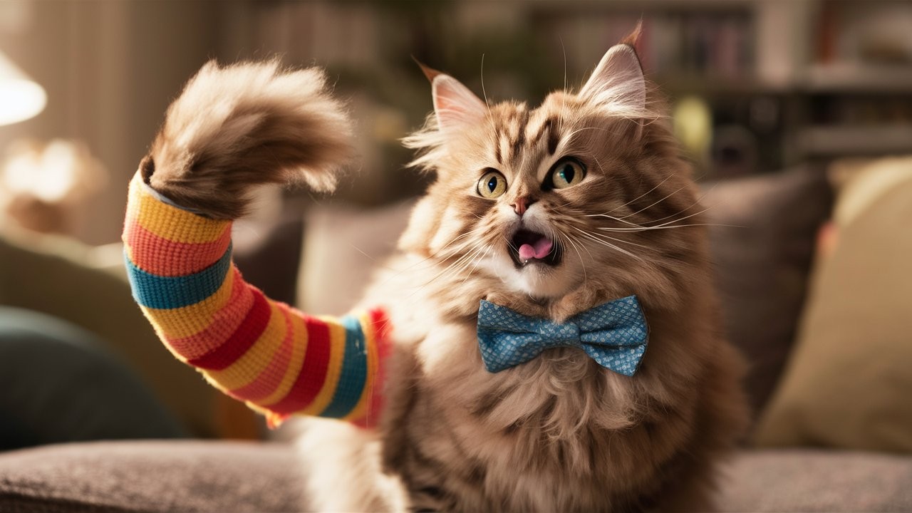 Cat whose leg is in a Cast